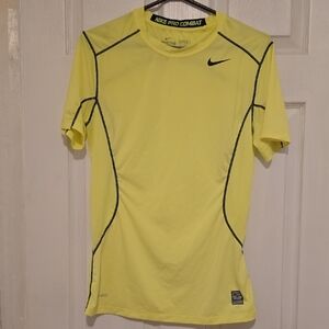Nike Pro Combat Neon Yellow Tee